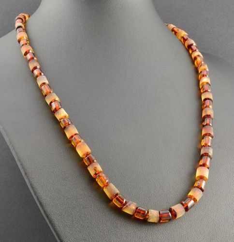 Men's Necklace Made of Matte and Polished Baltic Amber
