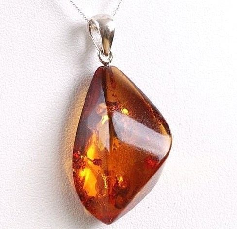Amber Pendant Made of Cognac Color Baltic Amber
