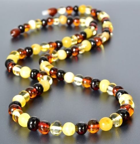 Amber Healing Necklace Made of Four Color Baroque Baltic Amber