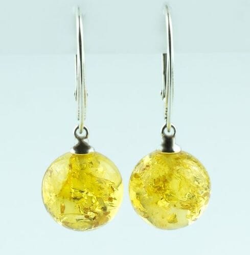 Amber Earrings Made of Golden Color Baltic Amber