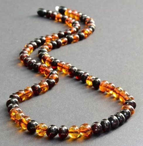 Men's Amber Necklace Made of Cherry and Cognac Amber. Unisex.