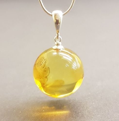 Amber Pendant Made of Golden Color Baltic Amber