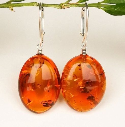 Amber Earrings Made of Cognac Baltic Amber