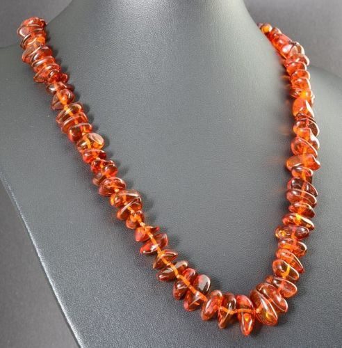 Amber Necklace Made of Nugget Shaped Cognac Amber