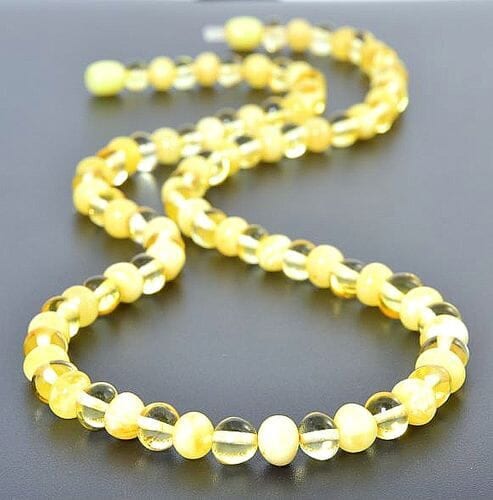 Amber Healing Necklace Made of Butterscotch and Lemon Color Amber
