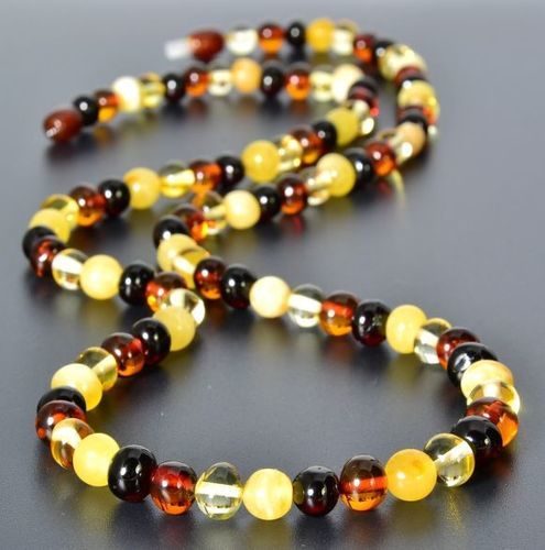 Men's Amber Necklace Made of Four Color Amber. Unisex.