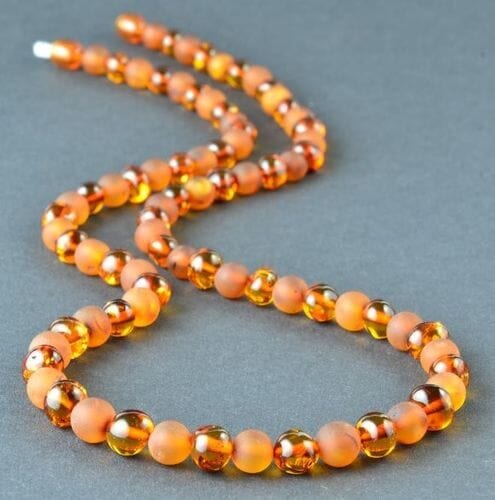 Cognac Amber Healing Necklace Made of Raw and Polished Amber