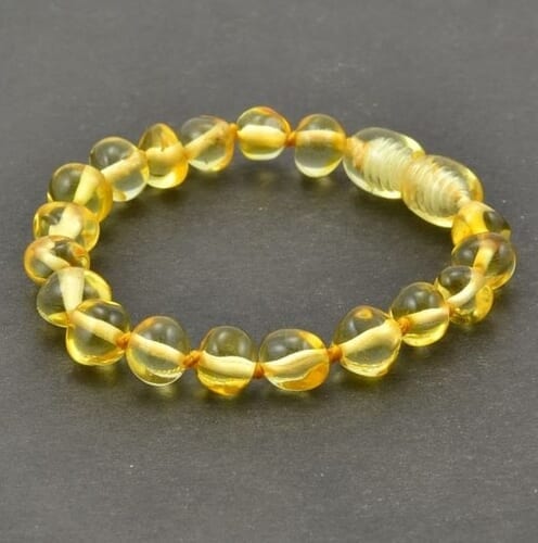 Children's Amber Bracelet Anklet Made of Golden Color Amber
