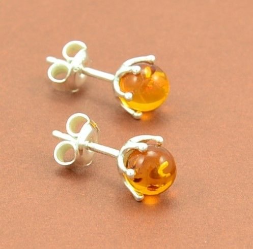 Amber Stud Earrings Made of Honey Baltic Amber 