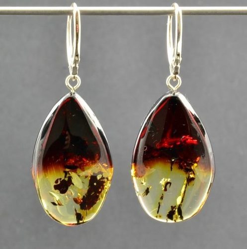 Amber Earrings Made of Free Form Baltic Amber