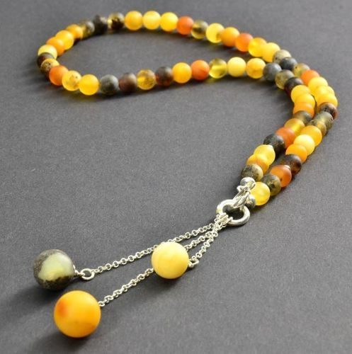 Unique Amber Pendant Necklace Made of Rare Colors Baltic Amber