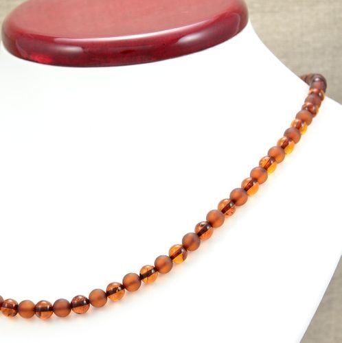 Mens Beaded Necklace Made of Precious Healing Baltic Amber