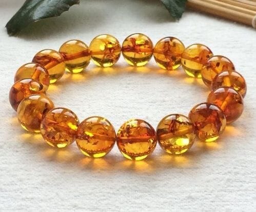 Amber Bracelet Made of Light Cognac Color Amber