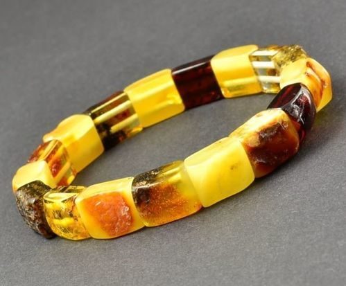 Bangle Style Amber Bracelet Made of Multicolor Amber