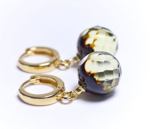 Faceted Amber Earrings in Gold Plated Sterling Silver