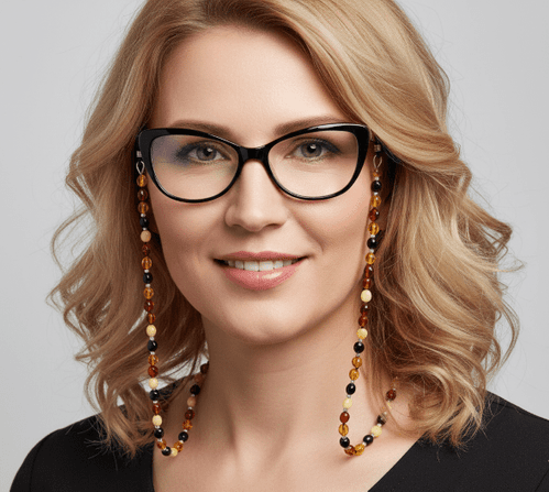 Amber Cord For Glasses Made of Multicolor Amber. Unisex.