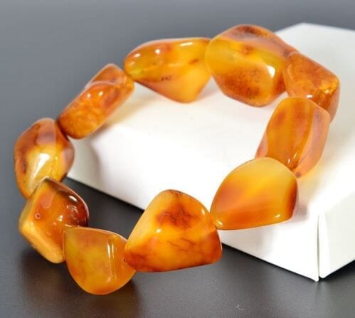  Amber Bracelet Made of Natural Shape Beeswax Color Amber Rocks