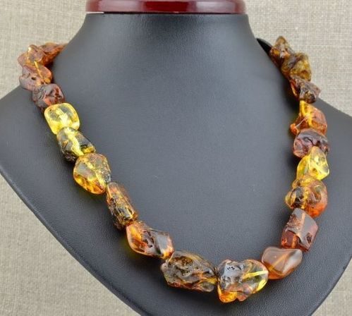 Amber Necklace Made of Free Shape Baltic Amber