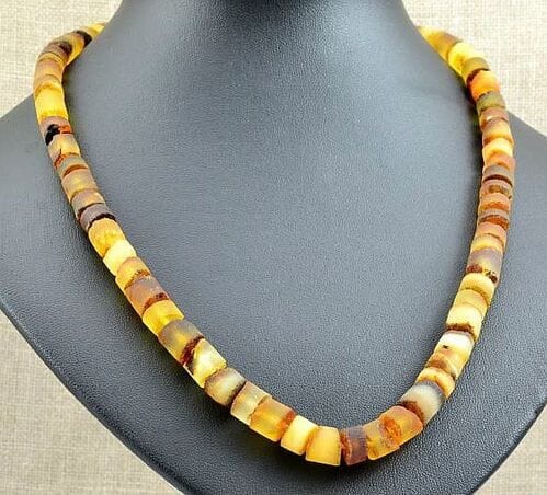 Raw Amber Healing Necklace Made of Light Multicolor Amber
