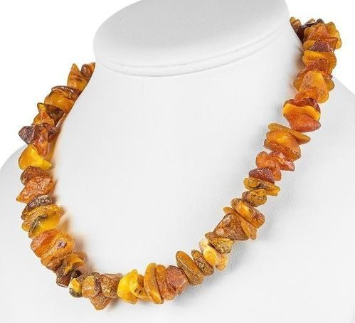 Raw Amber Necklace Made of Nugget Shaped Raw Amber