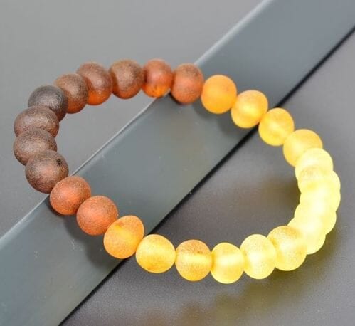 Rainbow Amber Healing Bracelet Made of Raw Amber