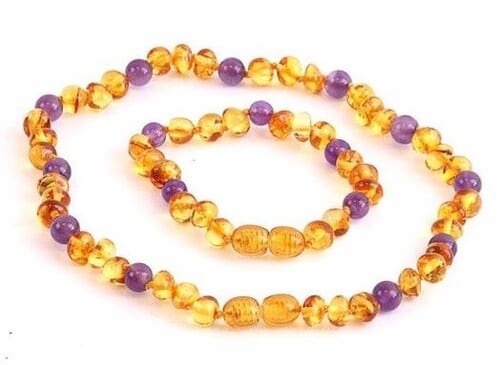 Children's Amber Bracelet With Matching Amber Necklace For Mom