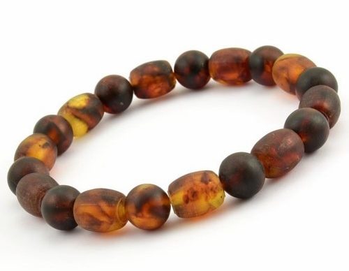 Beaded Bracelet for Men Made of Round and Tube Shape Amber