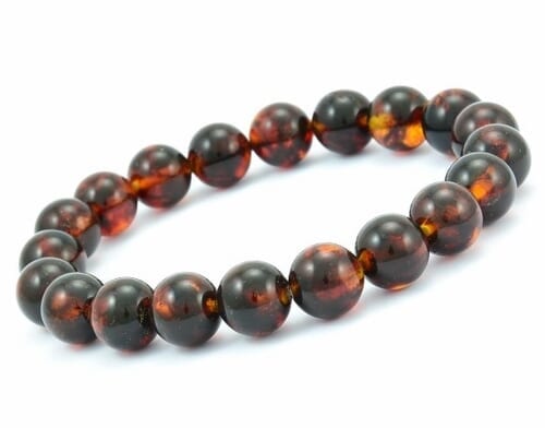 Men's Amber Bracelet Made of Dark Cognac Color Amber