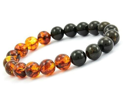 Masculine Men's Amber Bracelet Made of Black and Cognac Amber