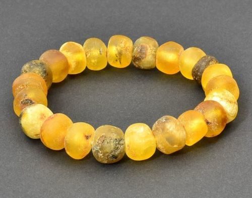 Mens Amber Healing Bracelet Made of Raw Larger Amber Beads