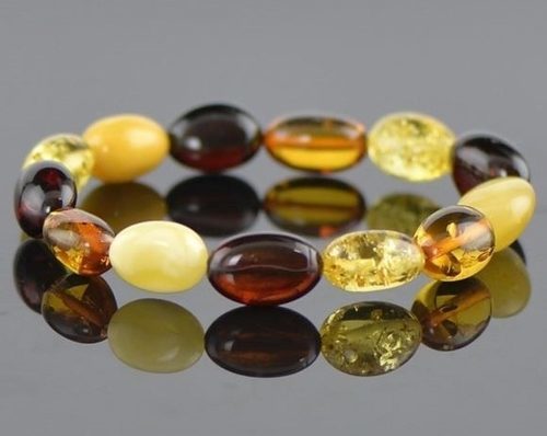 Men's AmberBracelet Made of Bean Shape Baltic Amber