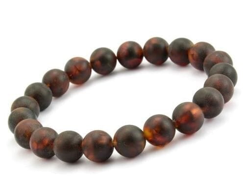 Men's Amber Bracelet Made of Matte Dark Cognac Amber