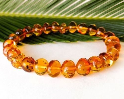 Amber Healing Bracelet Made of Large Baroque Honey Baltic Amber