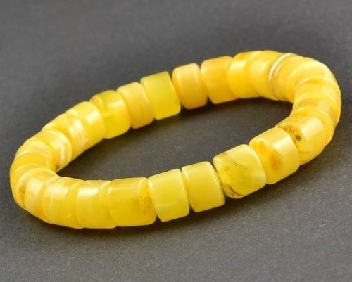 Men's Amber Bracelet Made of Butterscotch Baltic Amber
