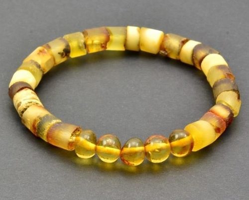 Men's Amber Healing Bracelet Made of Raw and Polished Amber