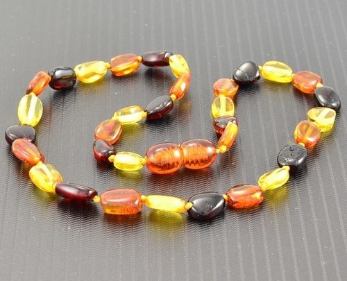 Children's Amber Necklace Made of Multicolor Baltic Amber 