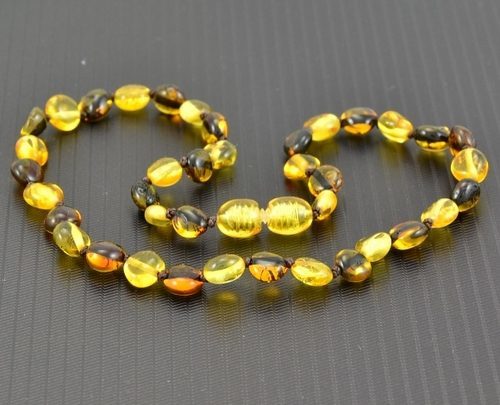 Children's Amber Necklace Made of Flat Baroque Amber Beads