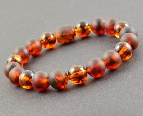 Men's Amber Bracelet Made of Matte and Polished Cognac Amber. Unisex.