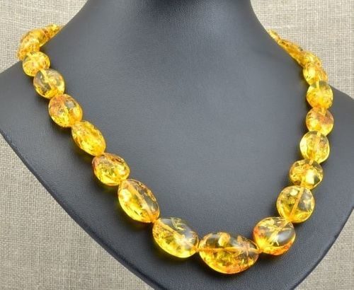 Golden Amber Necklace Made of Golden Color Baltic Amber