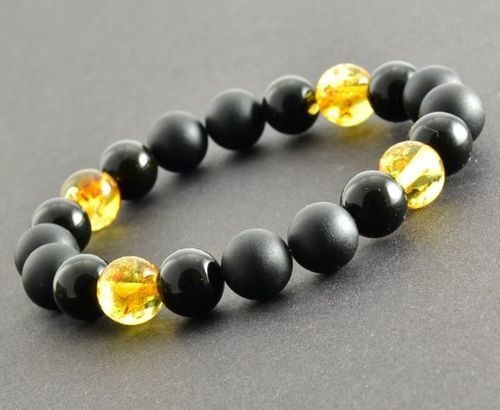 Men's Beaded Bracelet Made of Precious Baltic Amber