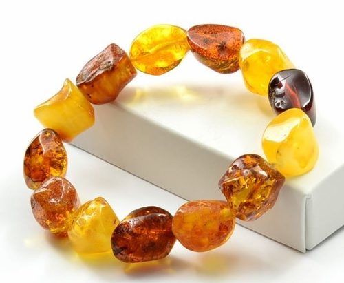 Amber Bracelet Made of Free Form Baltic Amber Beads