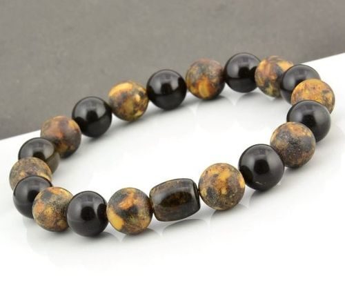 Men's Amber Bracelet Made of Larger 12 mm Amber Beads