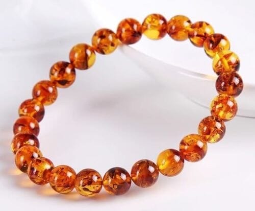 Amber Bracelet Made Cognac Color Amber