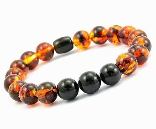 Men's Amber Bracelet Made of Black and Cognac Amber