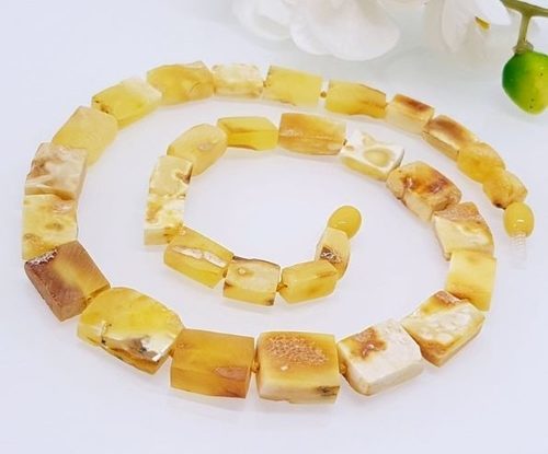 Raw Amber Necklace Made of Square Cut Baltic Amber - SOLD OUT