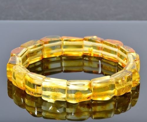 Bangle Style Amber Bracelet Made of Lemon Baltic Amber