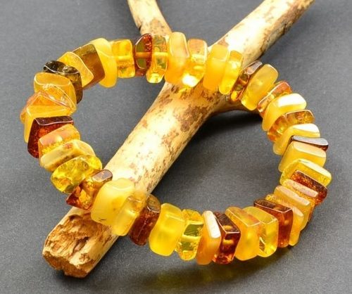 Amber Bracelet Made of Square Cut Baltic Amber Beads