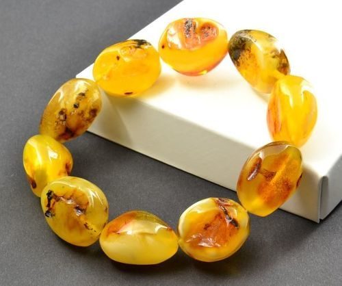 Large Amber Bracelet Made of Free Form Amber Beads