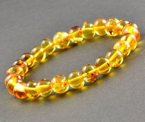 Amber Healing Bracelet Made of Precious Honey Baltic Amber