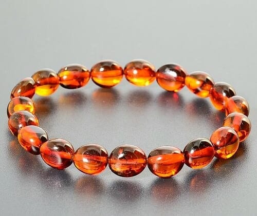 Amber Healing Bracelet Made of Bean Shape Amber Beads